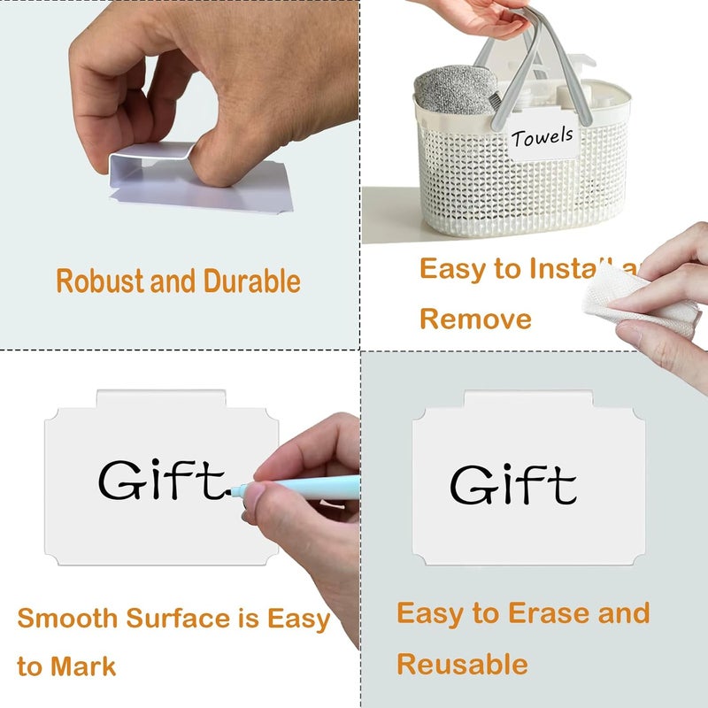 badigo Erasable Label Holders Kit - 20 White PVC Bin Clips & 2 Chalk Markers for Organizing Storage Bins, Baskets, Containers - Image 2